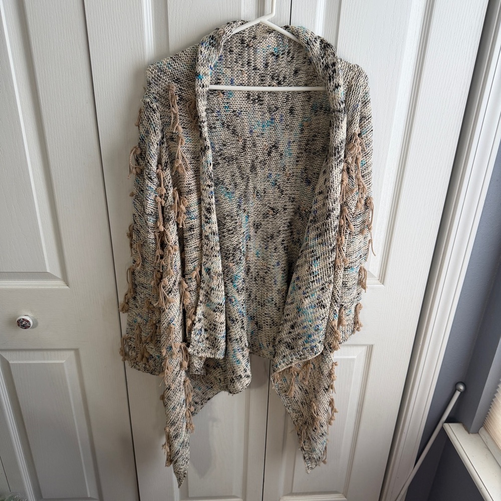 Sage‎ & Flower open front tassel cardigan size L/XL